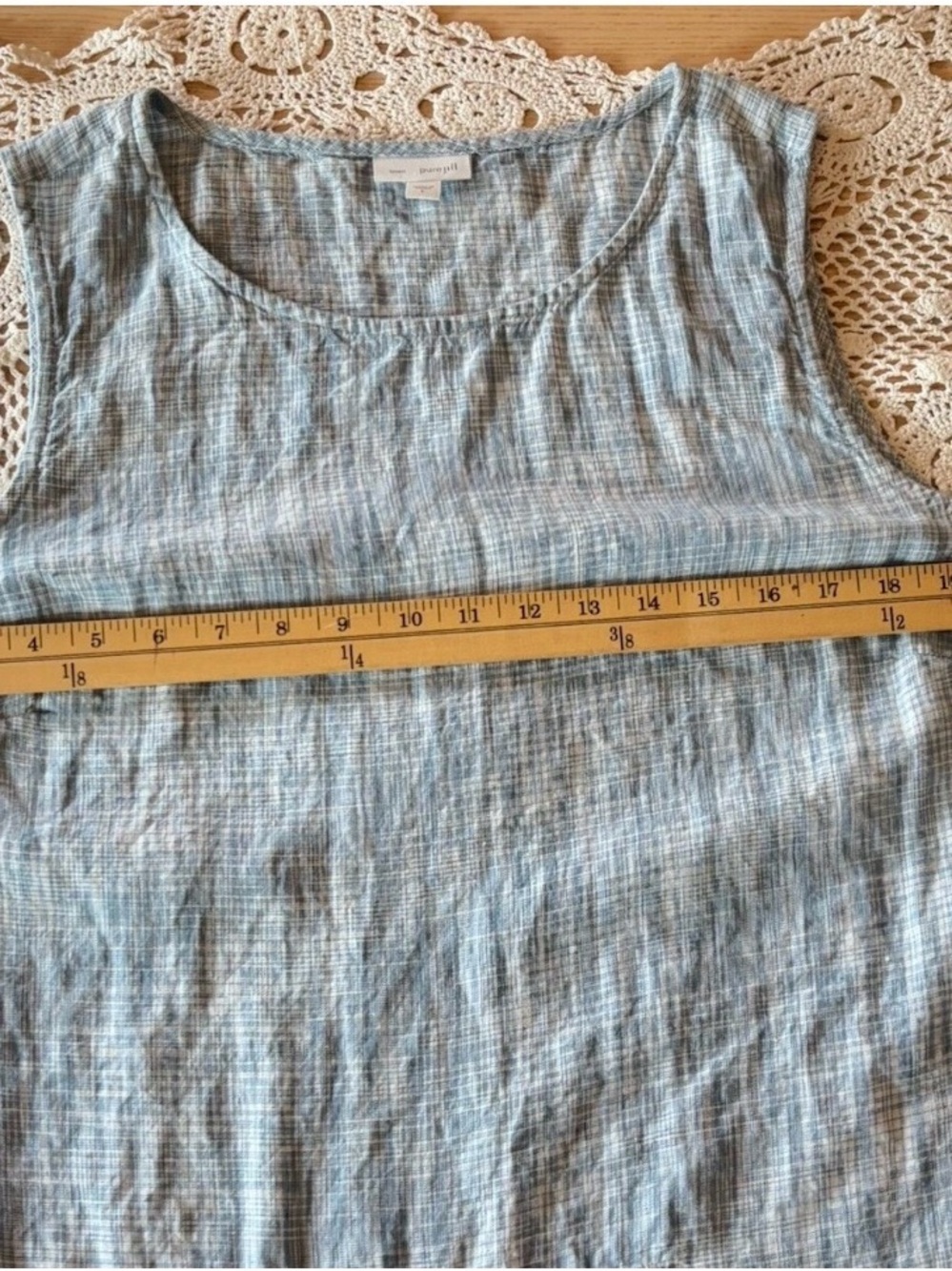Pure Jill J.Jill Dress Women’s Size L Large 100% Linen Sleveless Sheath Blue - Picture 5 of 6